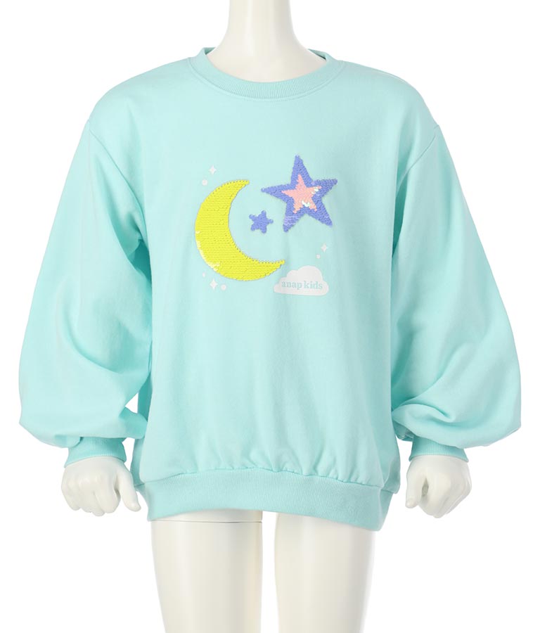 星モチーフミニ裏毛スパンコールトレーナー 423-3138