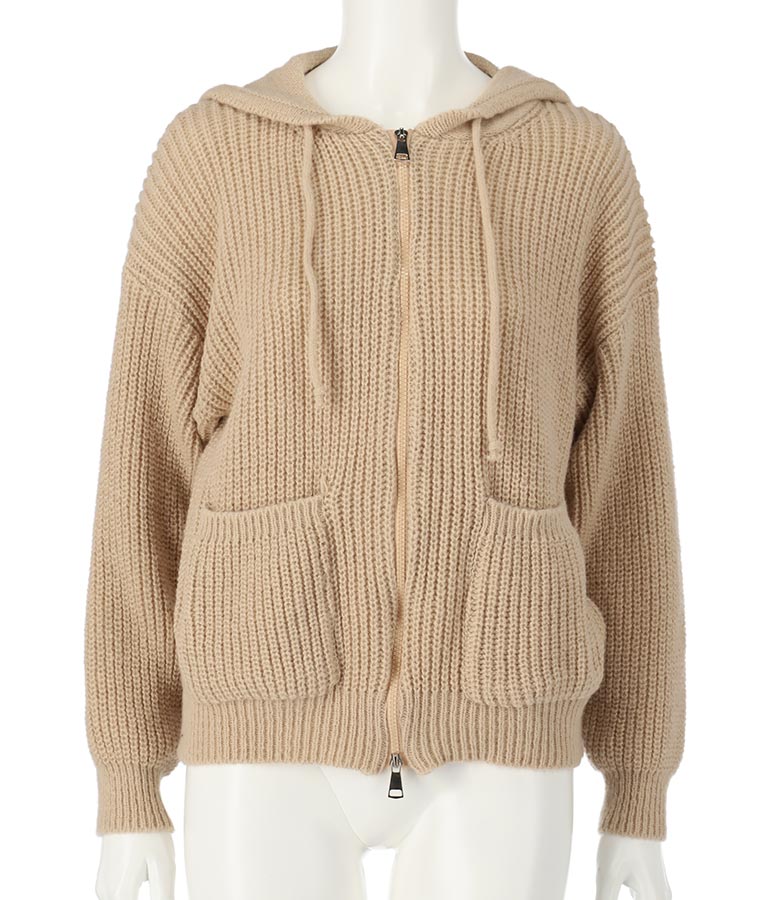 Wジップ ニット フード パーカー 814-6740