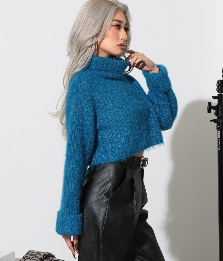 モヘアタッチ オフタートル ニット トップス 493-2590