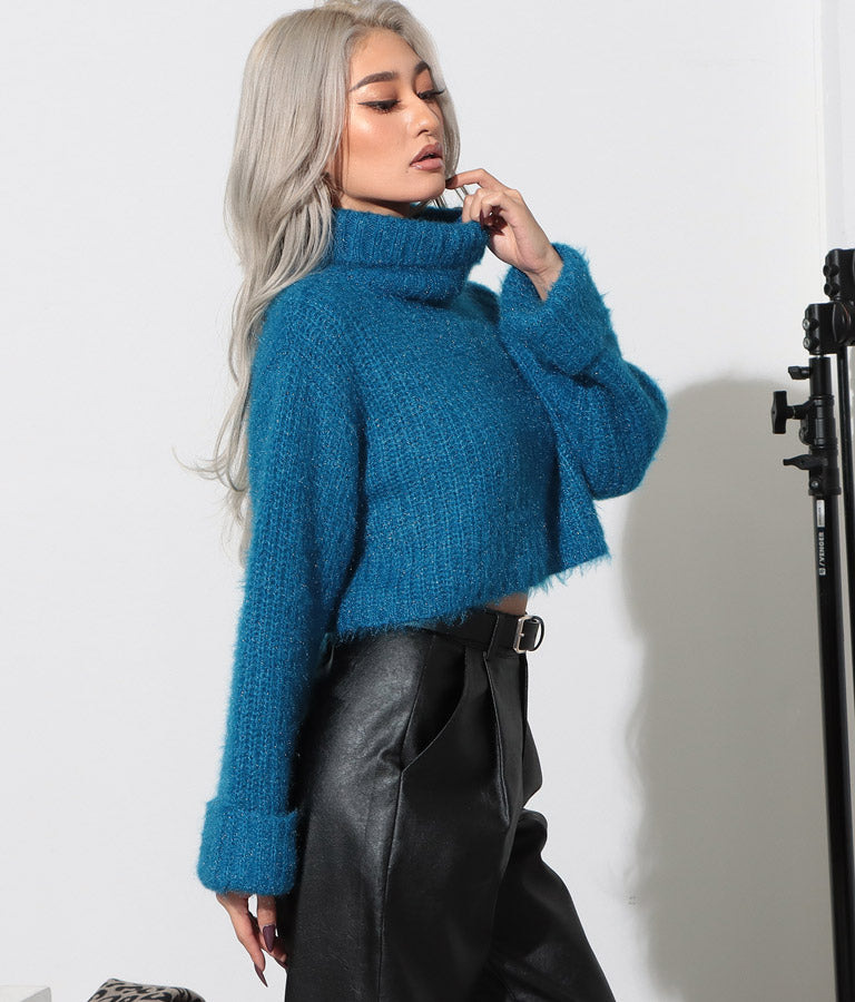 モヘアタッチ オフタートル ニット トップス 493-2590