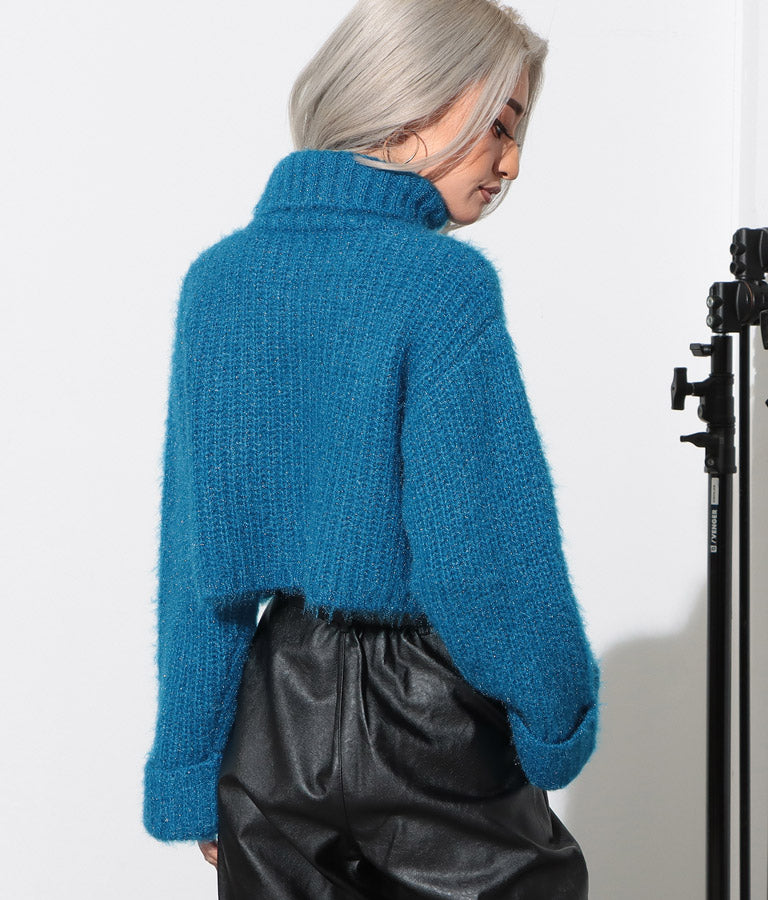 モヘアタッチ オフタートル ニット トップス 493-2590