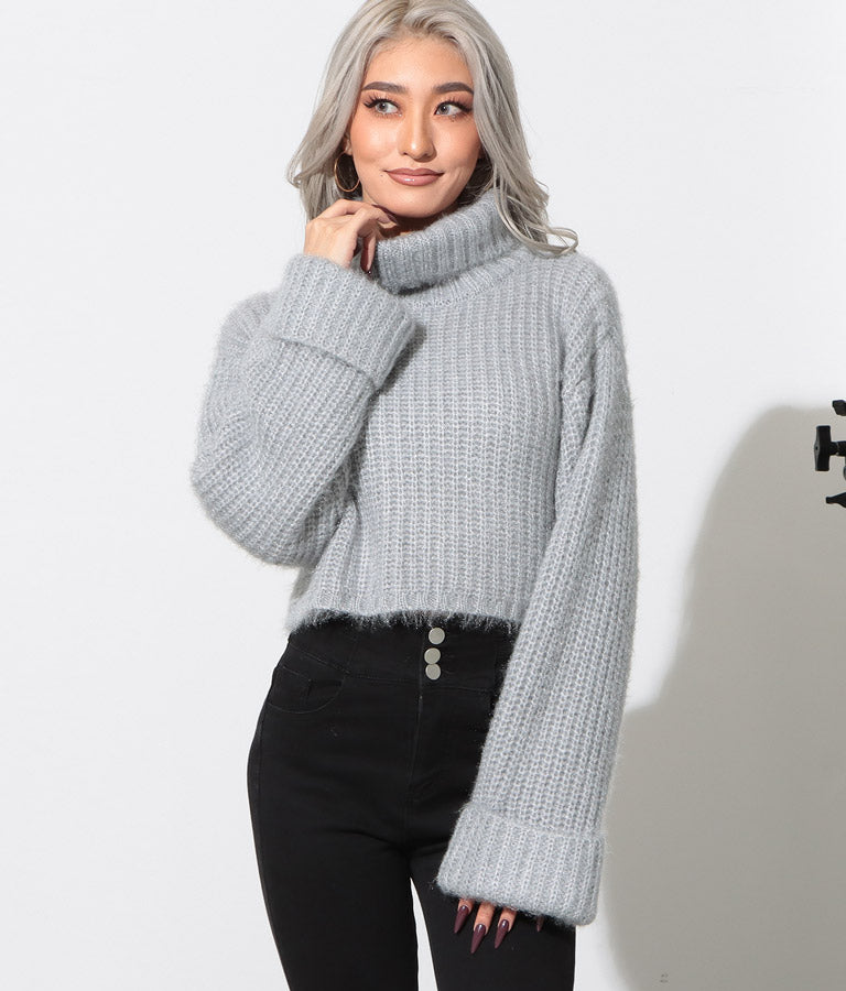 モヘアタッチ オフタートル ニット トップス 493-2590