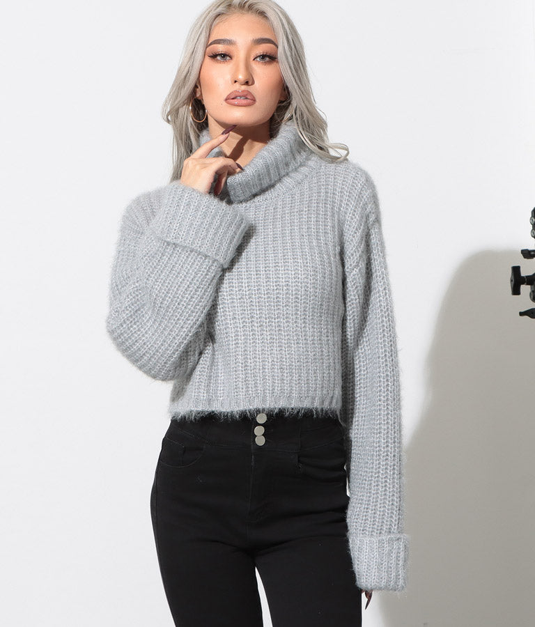 モヘアタッチ オフタートル ニット トップス 493-2590