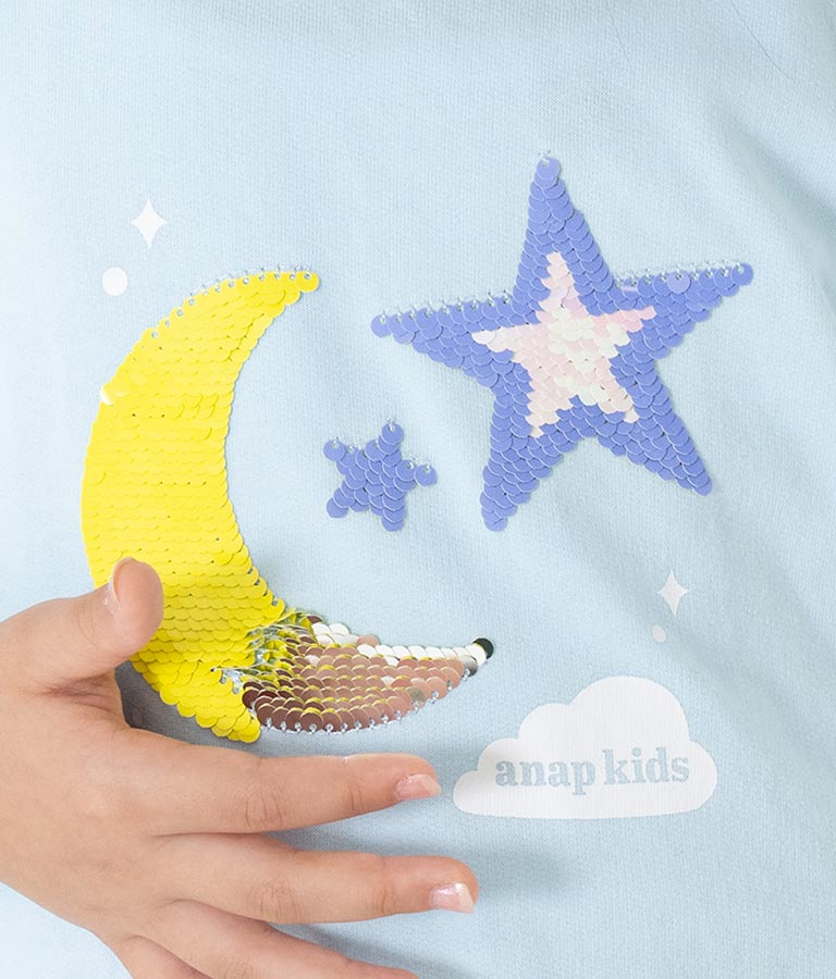 星モチーフミニ裏毛スパンコールトレーナー 423-3138