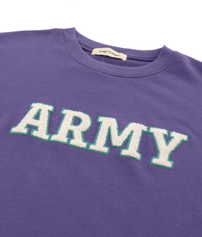 ARMY サガラ刺繍 ボリューム袖 裏毛スウェット トレーナー 853-5762