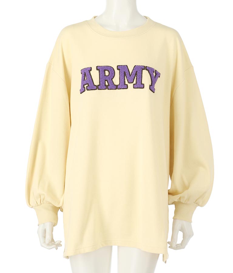 ARMY サガラ刺繍 ボリューム袖 裏毛スウェット トレーナー 853-5762