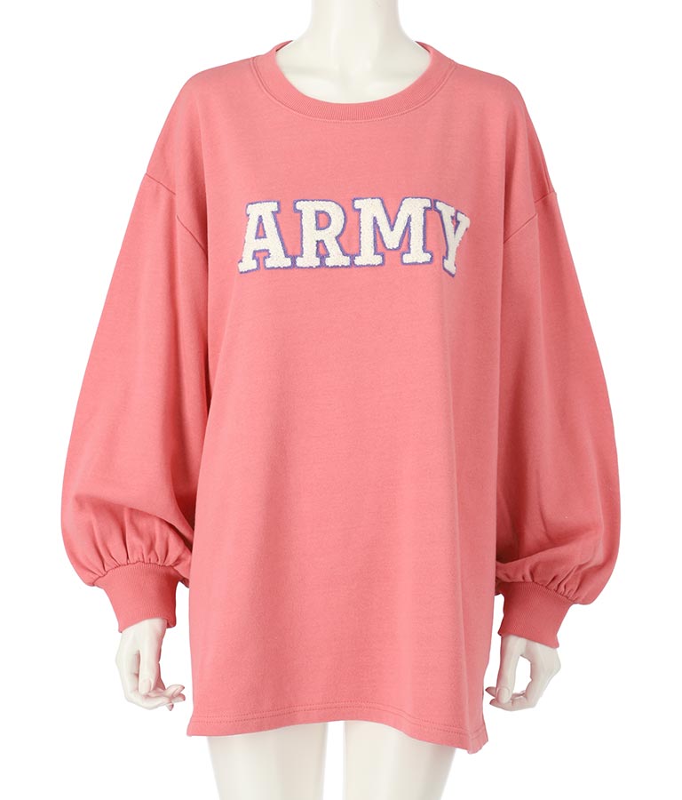ARMY サガラ刺繍 ボリューム袖 裏毛スウェット トレーナー 853-5762