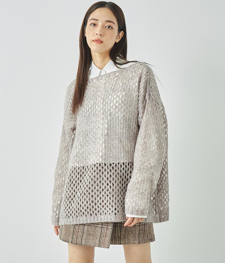 メッシュ編み モヘア オーバールーズ ニット 793-8930