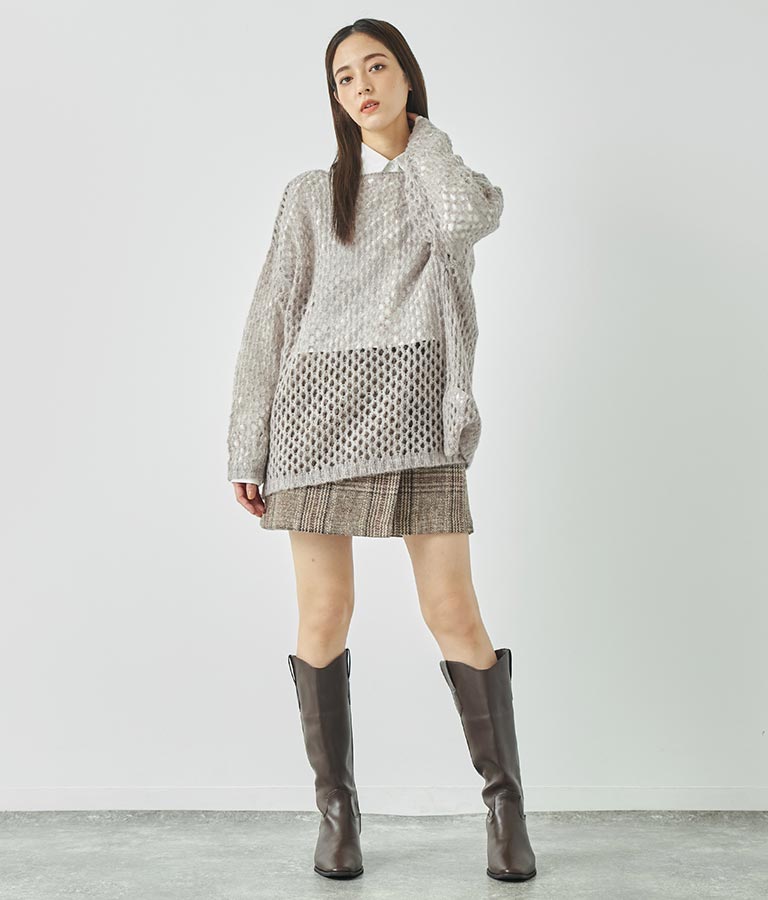 メッシュ編み モヘア オーバールーズ ニット 793-8930