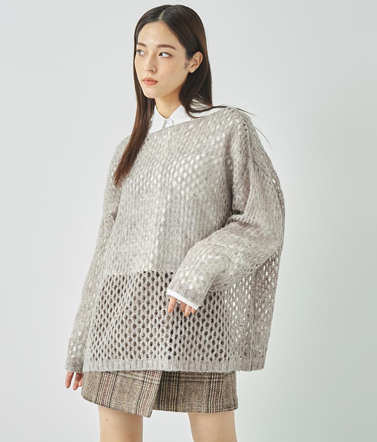 メッシュ編み モヘア オーバールーズ ニット 793-8930