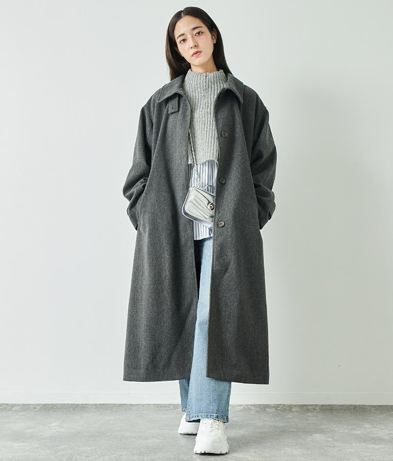 2WAY ステンカラー ボリュームスリーブ ロング コート 796-8939
