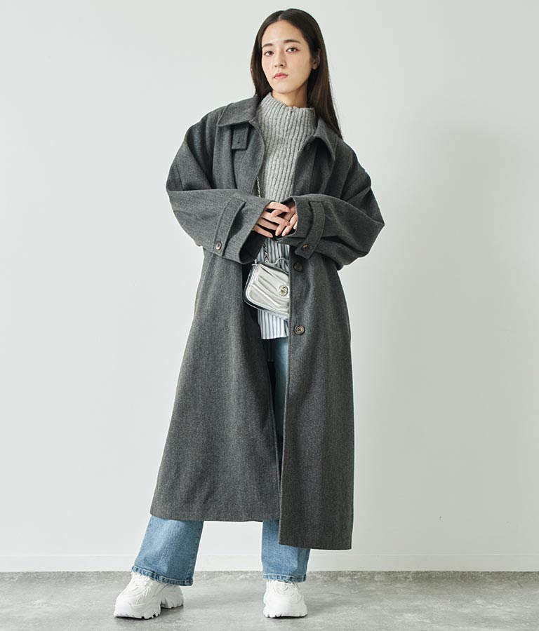 2WAY ステンカラー ボリュームスリーブ ロング コート 796-8939