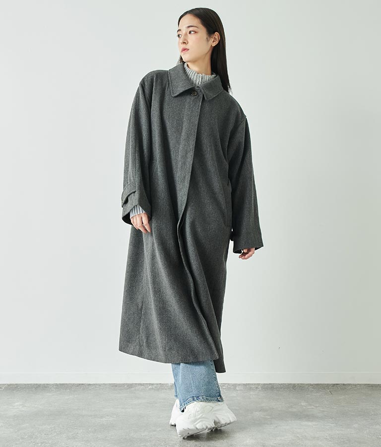 2WAY ステンカラー ボリュームスリーブ ロング コート 796-8939