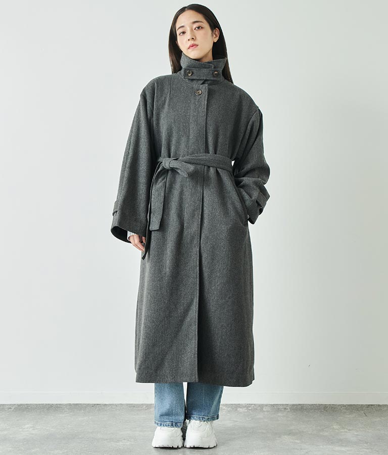 2WAY ステンカラー ボリュームスリーブ ロング コート 796-8939