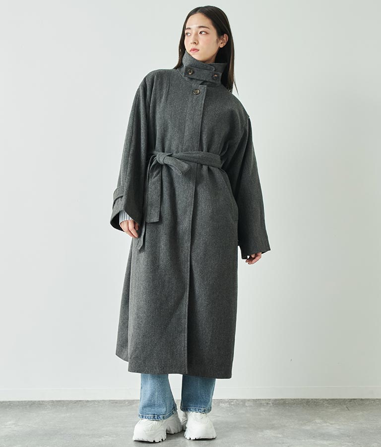 2WAY ステンカラー ボリュームスリーブ ロング コート 796-8939