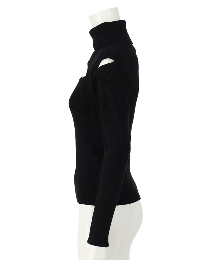 デコルテ オープン オフタートルネック ソフトタッチ ニット 長袖 493-2605