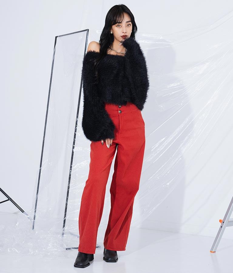 フェザー ショート ニット トップス 493-2571