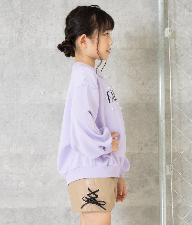 パール付き 刺繍 裏毛 スウェット トレーナー 423-3168
