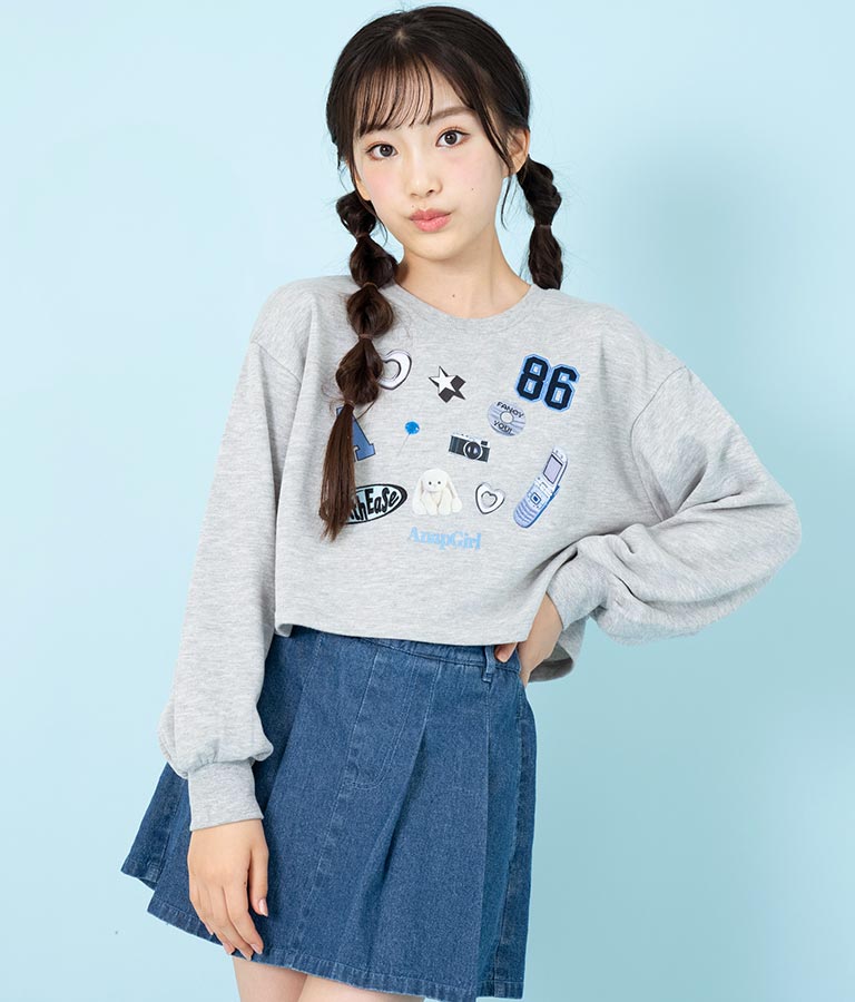 アソート デザイン クロップド トレーナー 913-7343