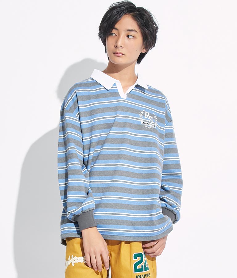 R+S 衿付 ニュートロ ボーダー 衿付 裏毛 ラガーシャツ 913-7331