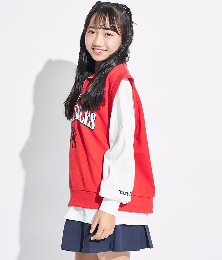 R+S ハーフジップ 裏毛 ベスト × ロングTシャツ セット 918-7355