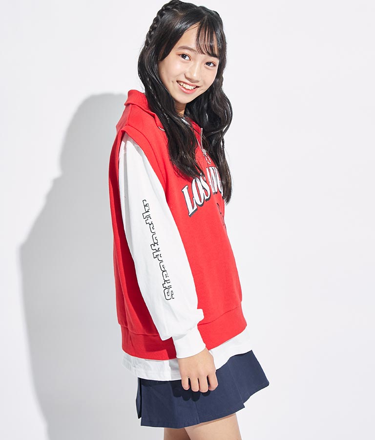 R+S ハーフジップ 裏毛 ベスト × ロングTシャツ セット 918-7355