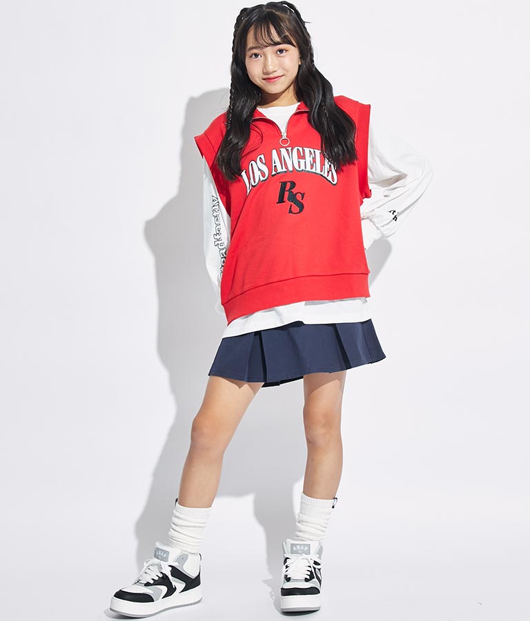 R+S ハーフジップ 裏毛 ベスト × ロングTシャツ セット 918-7355