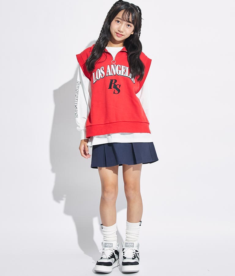 R+S ハーフジップ 裏毛 ベスト × ロングTシャツ セット 918-7355