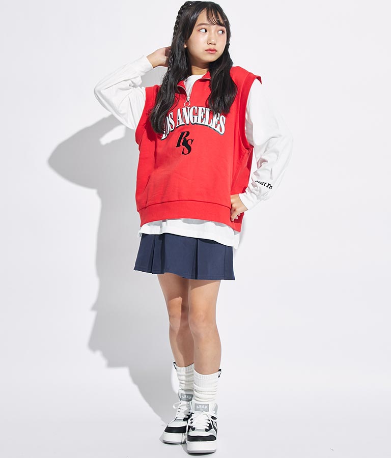 R+S ハーフジップ 裏毛 ベスト × ロングTシャツ セット 918-7355