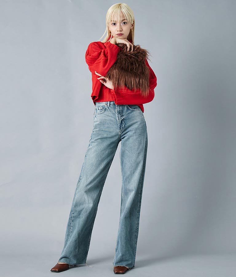 ロングヤーン フェイクファー ハンドルバッグ スモールバッグ 389-1074