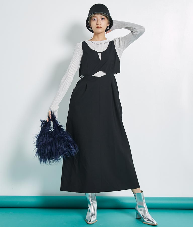ロングヤーン フェイクファー ハンドルバッグ スモールバッグ 389-1074