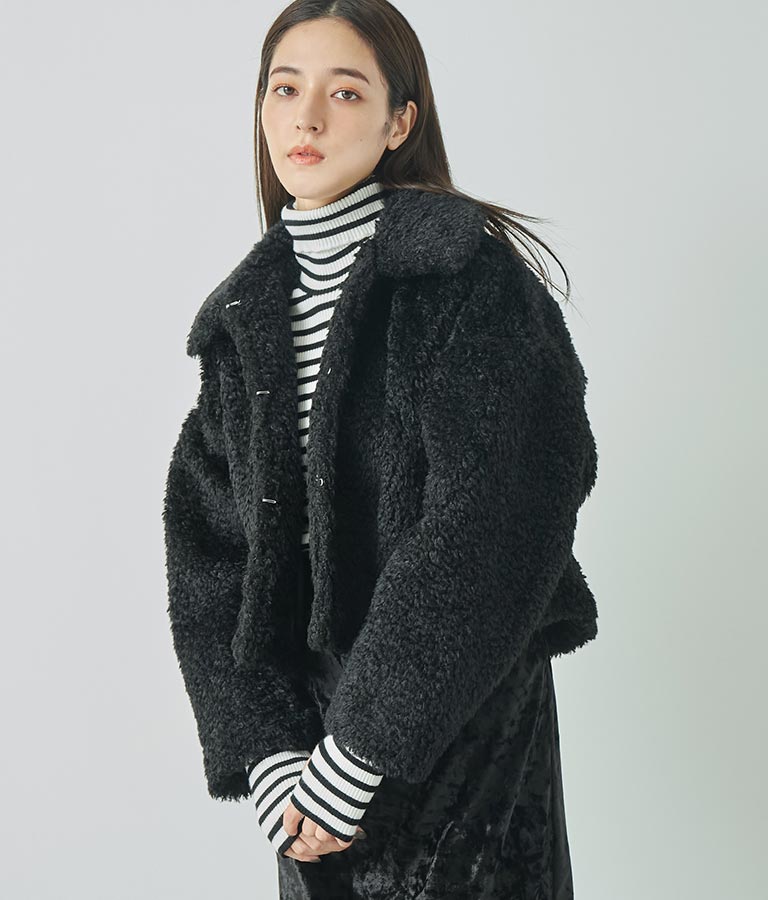 フェイクファー 衿付き ジャケット コート