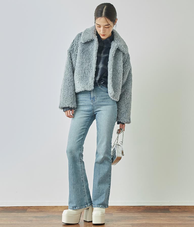 フェイクファー 衿付き ジャケット コート 796-8945