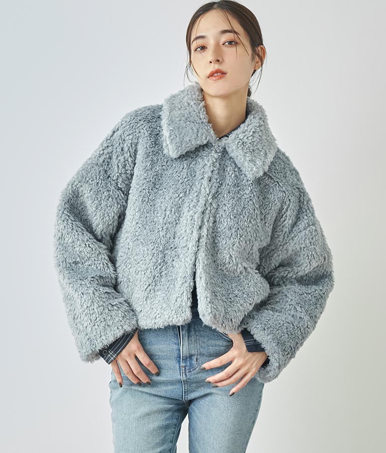 フェイクファー 衿付き ジャケット コート 796-8945