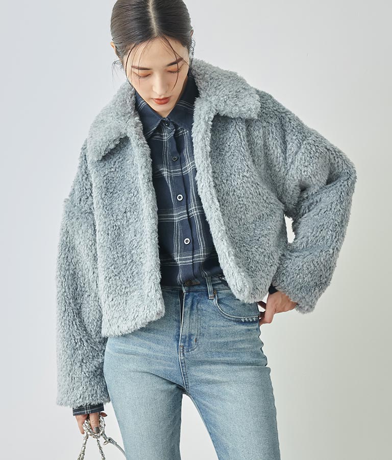 フェイクファー 衿付き ジャケット コート 796-8945