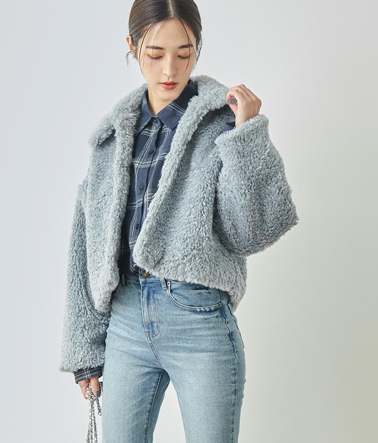フェイクファー 衿付き ジャケット コート 796-8945