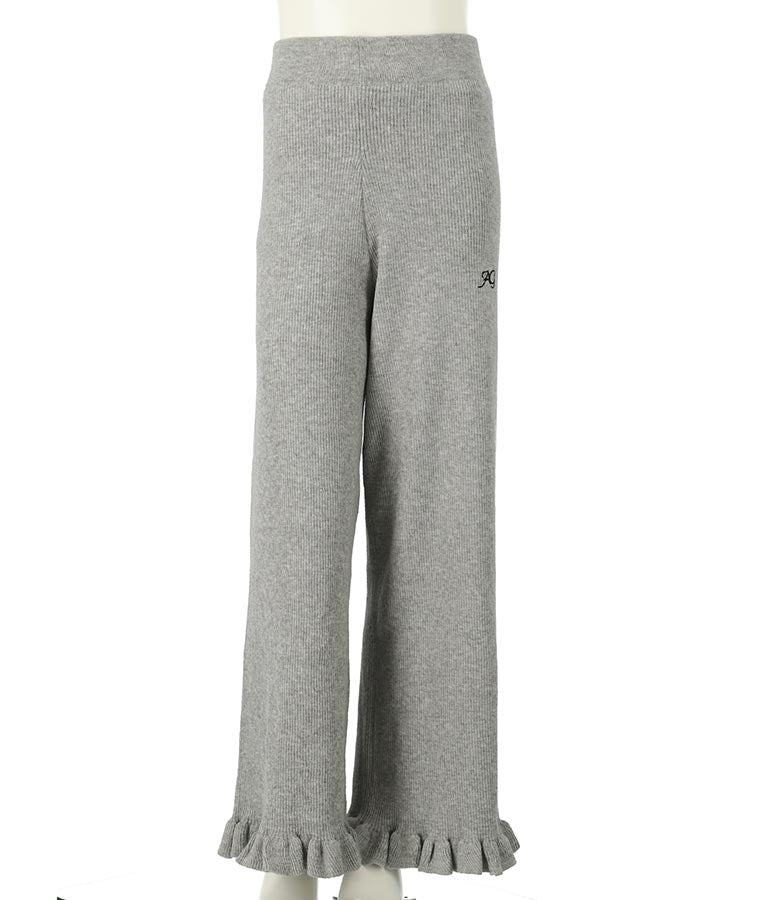 裾 フリル ニット ワイド パンツ 912-7329