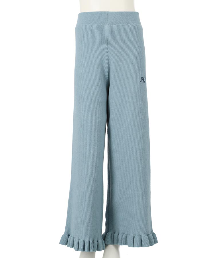 裾 フリル ニット ワイド パンツ 912-7329