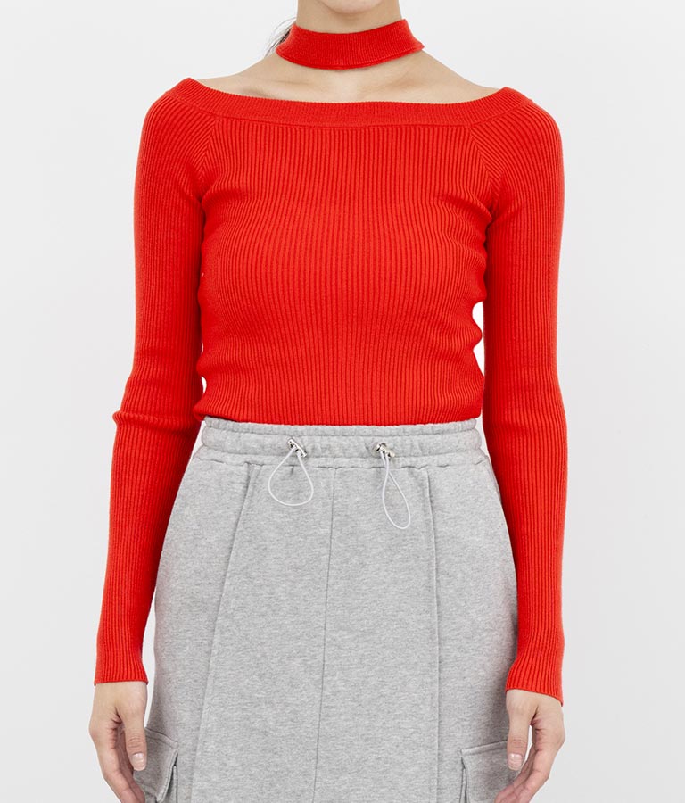 2WAY チョーカー リブ ニット トップス 153-5529