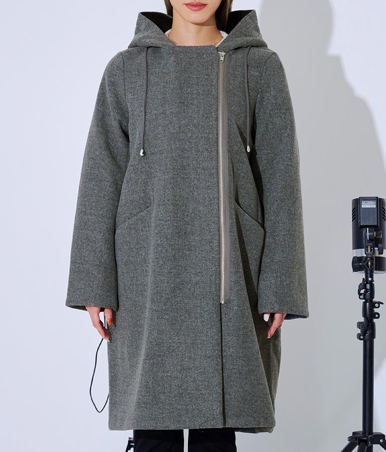ウールタッチ フーディー コート 496-2559