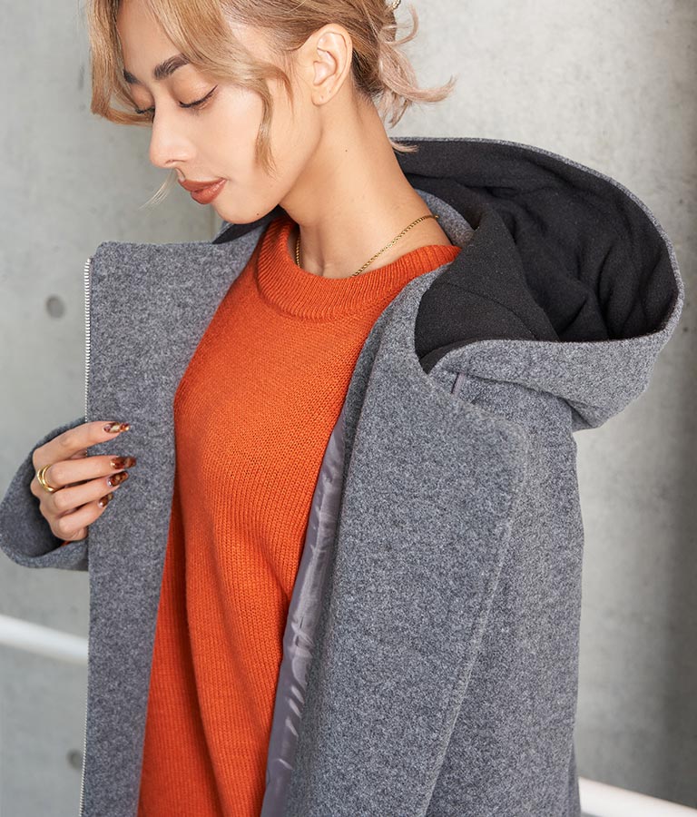 ウールタッチ フーディー コート 496-2559