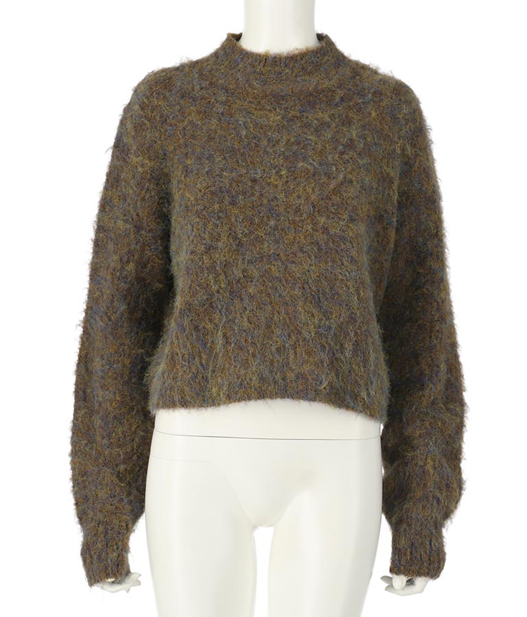 起毛 加工 ミックス ニット トップス 493-2568