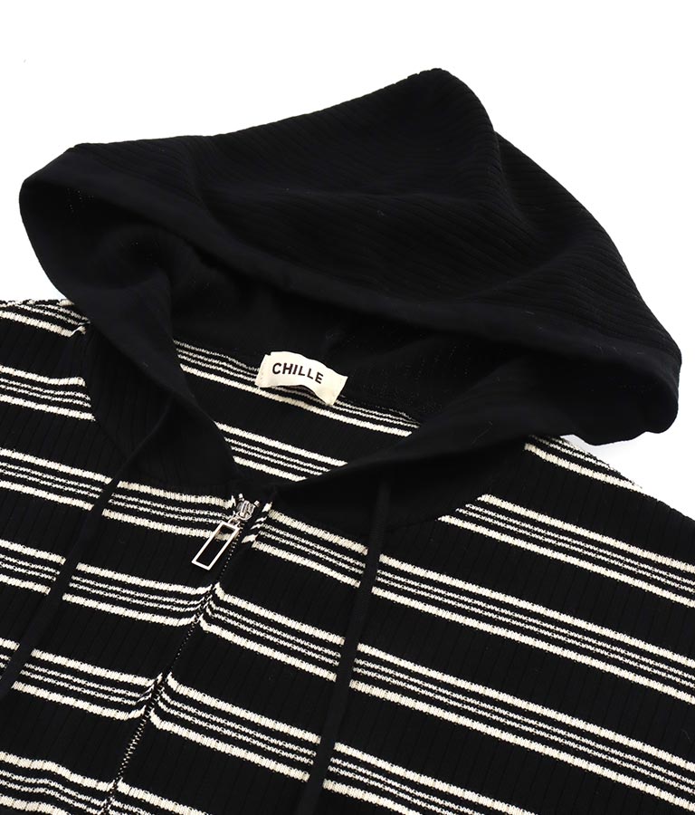 ハーフジップ ボーダー ニット ワンピース 557-5854