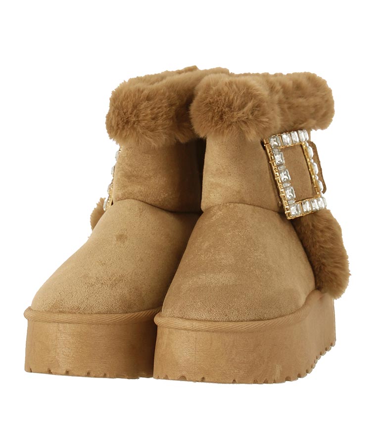 スクエア ビジュー ムートン ブーツ 529-6771