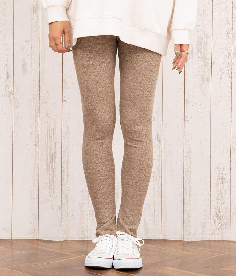 インスリット 柄編み リブ ニットソー レギンス 812-6744