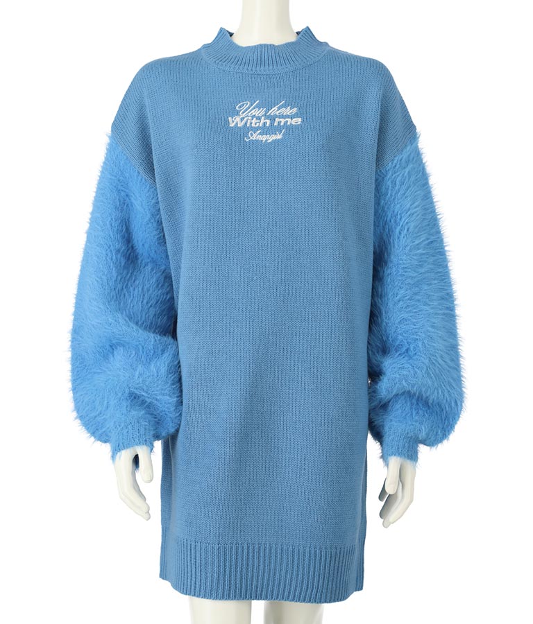 袖シャギー ニット ワンピース 917-7343