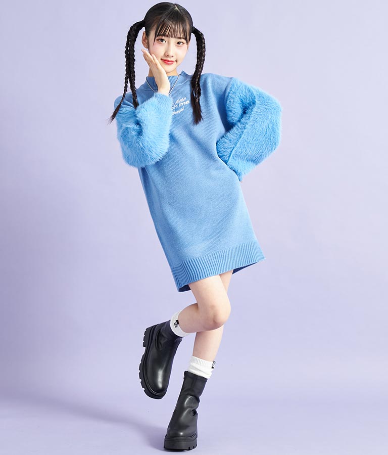 袖シャギー ニット ワンピース 917-7343