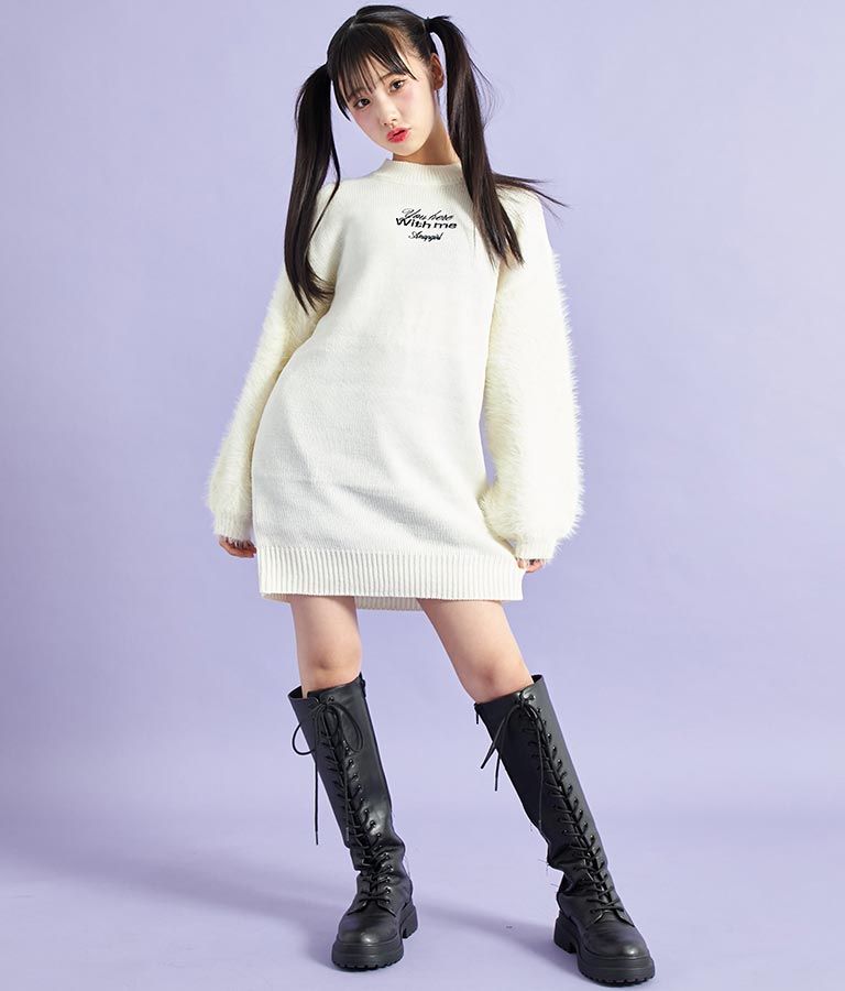 袖シャギー ニット ワンピース 917-7343