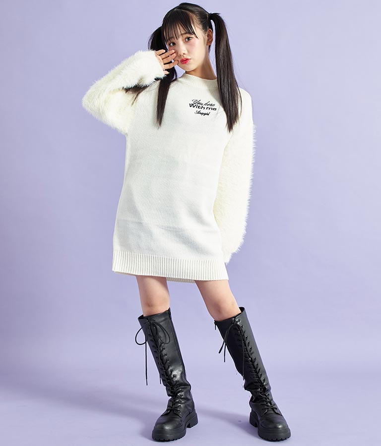 袖シャギー ニット ワンピース 917-7343