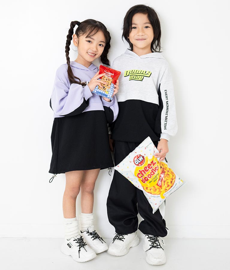 配色 切替 裾ドロスト 裏毛 スウェット パーカー 423-3189